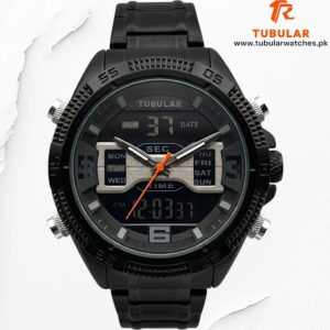 Tubular digital and analog (dual time) watches