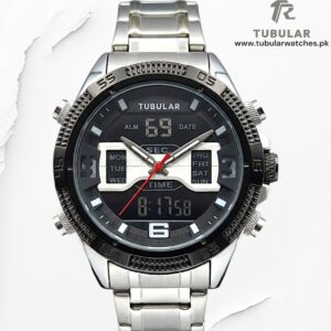 Tubular digital and analog (dual time) watches